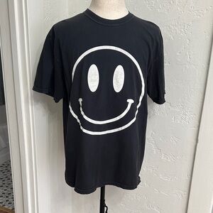 Dressed in Lala Black Smiley Face Graphic Tee